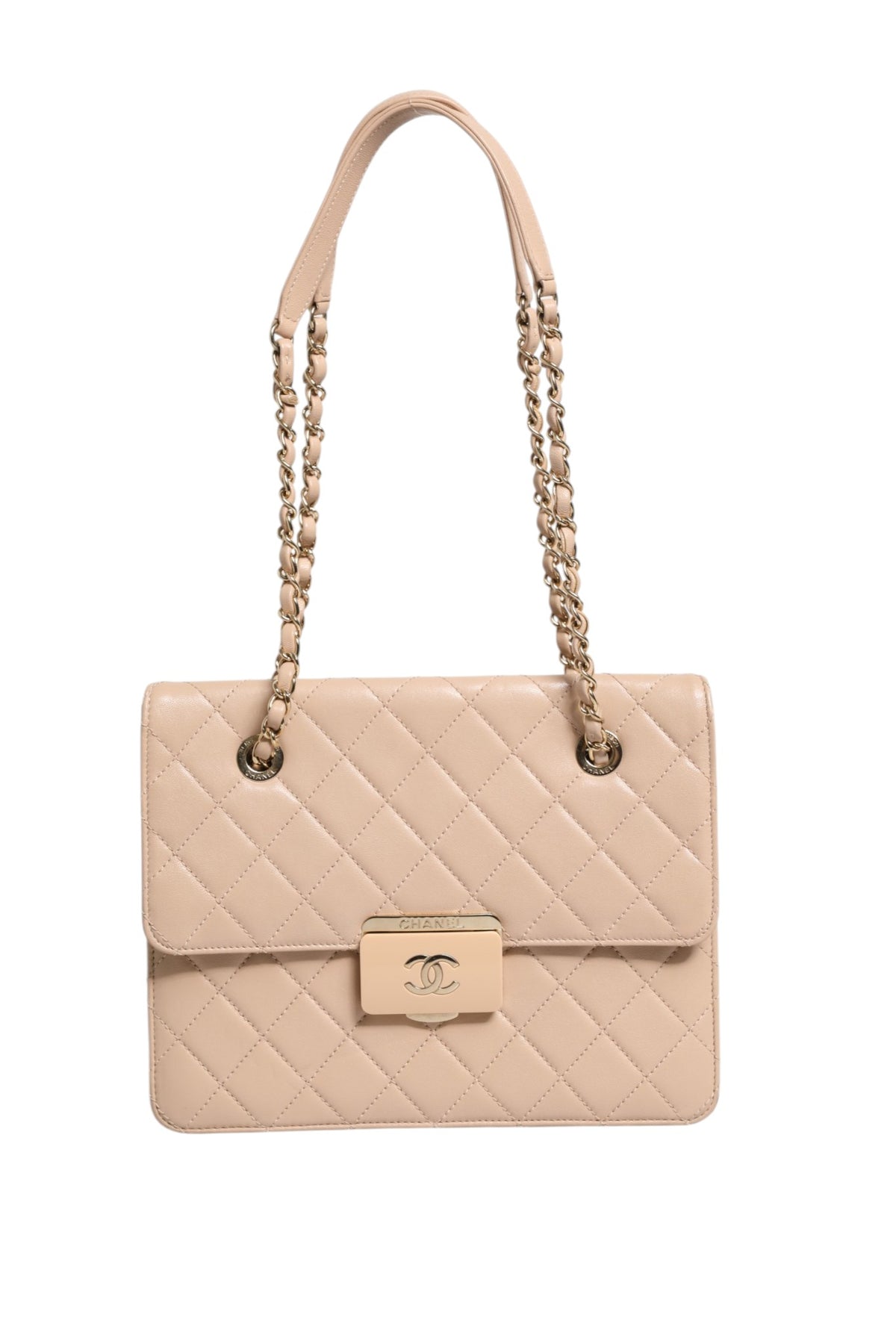 Quilted Leather Beauty Lock Flap Bag