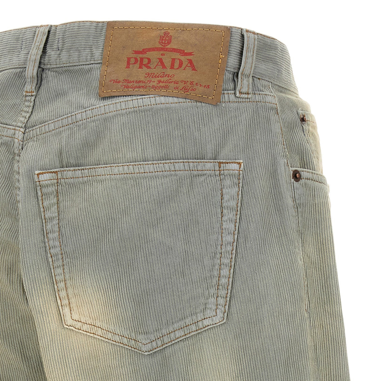 Blue Cotton Casual Pants
